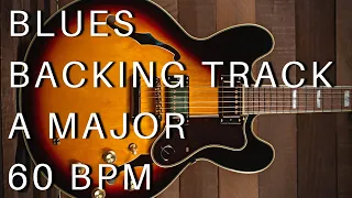 Blues Guitar Backing Track | A Major (60 bpm)
