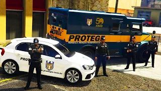 COMBOIO DE CARRO FORTE ESCOLTADO É ALVO DE CRIMINOSOS FORTEMENTE ARMADOS | GTA 5 VIDA POLICIAL