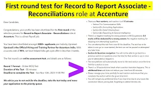 First round of the selection for Record to Report Associate - Reconciliations role at Accenture