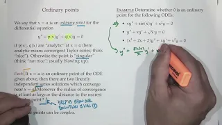 Differential Eqns. F22-32 -- Ordinary and singular points