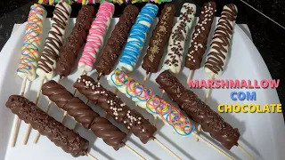 PALITOS DE MARSHMALLOW COM CHOCOLATE - ESPECIAL DIA DAS CRIANÇAS