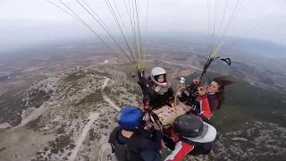 Paragliders Enjoy Party 500 Metres In The Sky