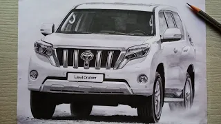 Toyota Land Cruiser Prado Pencil Sketch🔥🔥🔥