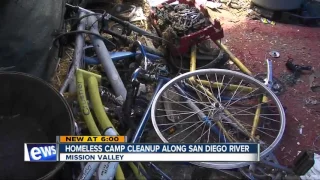 Major homeless camp cleanup underway along San Diego River