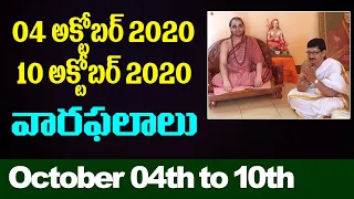Vaaraphalalu October 04th to 10th 2020 By Dr Bachampally Santosh Kumar Sastry  horoscope