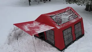 SNOW CAMPING IN OUR NEW TENT