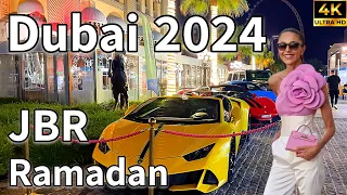 Dubai JBR 🇦🇪 Ramadan Nightlife, Fireworks, Jumeirah Beach Residence [ 4K ] Walking Tour