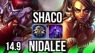 SHACO vs NIDALEE (JGL) | 16/2/13, Rank 7 Shaco, Legendary, 36k DMG | KR Grandmaster | 14.9