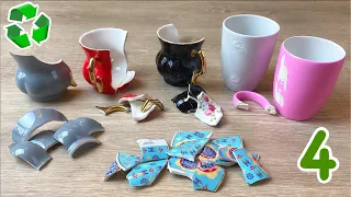 Look What I Did With Broken Cups! 4 Different Recycling Ideas.