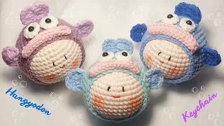 How to crochet Hangyodon keychain | Hướng dẫn móc móc khóa thủy quái @Hanabi Amigurumi