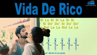 Vida De Rico Camilo Flauta Dulce Con Notas / Flute Recorder / Tutorial Tipo Karaoke