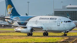 (4K) ULTRA RARE: Canadian North 737-200 Combi Golden Hour Arrival & Departure at Vancouver YVR