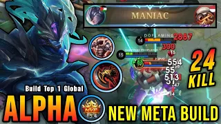 24 Kills + MANIAC!! Brutal Damage Alpha with New War Axe Item!! - Build Top 1 Global Alpha ~ MLBB