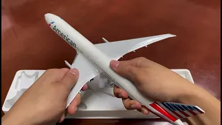 SKR715 unboxing. SKYMARKS AMERICAN 777-300 1/200 W/GEAR NEW LIVERY by SkyMarks Models.