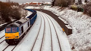 Trains in the snow north bristol 02/3/24 with a guest appearance of 60028 on a stone wrking