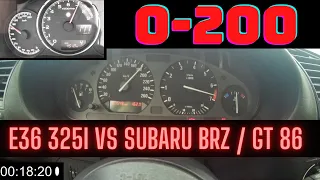 BMW E36 325i 192PS vs Subaru BRZ 200PS 🔥 0-200 Acceleration! Which is faster, BMW or Subaru??