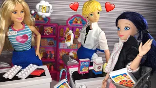 Marinette & Adrien Shopping At The Grocery Store Miraculous Ladybug Doll Supermarket toy ep routine