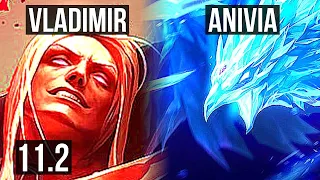 VLADIMIR vs ANIVIA (MID) | 10/1/6, 600+ games, 1.1M mastery, Legendary | EUW Diamond | v11.2