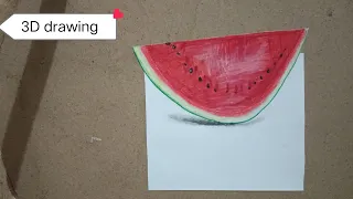 3D watermelon 🍉 drawing on paper for beginners step by step 😍 //Neutral Pencil