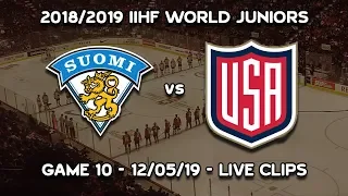 2019 IIHF World Juniors - Finland Vs USA 01/05/19 - Live Clips