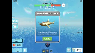 Getting the Golden Shark in Roblox Sharkbite!!