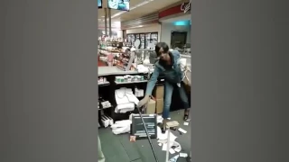 Woman trashes gas station and destroys store