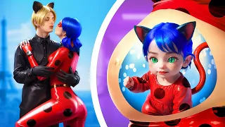 Miraculous LadyBug and Cat Noir Have a Baby! Parenting Hacks and Funny Pregnancy Situations!