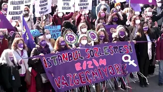 Turkish women protest over Erdogan’s decision to exit domestic violence treaty
