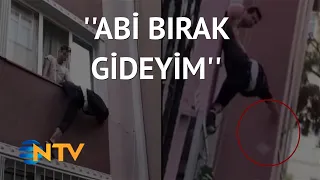 @NTV Pencereden kaçmaya çalışan bıçaklı hırsızı ensesinden yakaladı