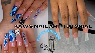 Kaws Nail Tutorial | Tips for beginner nail techs , acrylic application, e-filing and more