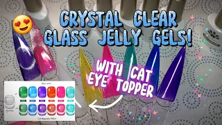 CRYSTAL CLEAR JELLY GELS! WITH CAT EYE TOPPER! | BORN PRETTY