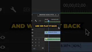 MAINTAIN AUDIO PITCH When CHANGING SPEED DURATION in PREMIERE PRO