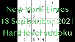 ERROR – Check new link in description – New York Times sudoku 18 September 2021 Hard level