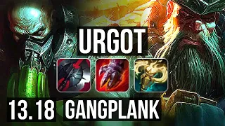 URGOT vs GANGPLANK (TOP) | Rank 1 Urgot, 2.3M mastery, 14/3/5, Godlike | JP Grandmaster | 13.18