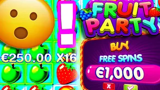 We Did €1.000 Bonus Buys 😱 on Fruit Party 🍏🍎 and This Happened Insane Multipliers and Big Wins‼️