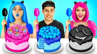 Blue Food vs Pink Food vs Black Food Challenge | Eating Everything in One Color by RATATA CHALLENGE