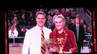 trojancandy.com:  The Five USC 2019 Volleyball Seniors are Honored on the Galen Center Big Screen