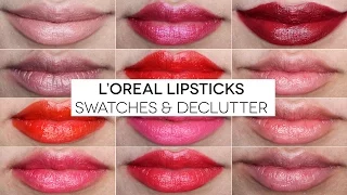 L'Oreal Lipstick Swatch and Declutter | Colour Riche, Lip Balm, Caresse