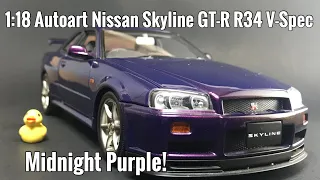 1:18 Autoart Nissan Skyline R34 GT-R V-Spec Midnight Purple!