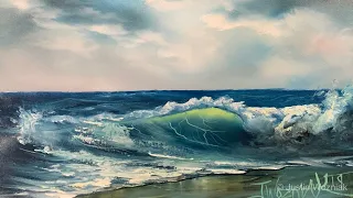 How To Paint A Seascape And Wave For Beginners Full Tutorial - Paintings By Justin