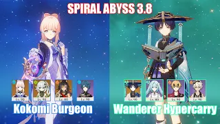 C0 Kokomi Burgeon & C0 Wanderer Hypercarry | Spiral Abyss 3.8 | Genshin Impact