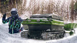 Mini ATV transpoter Rostin in the deepest snow!