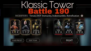 MK Mobile Klassic Tower Battle 190 using Gold Characters