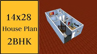 14x28 House Plan 2BHK || 400 Sqft Ghar Ka Naksha  || Small Village House Design || 14x28 Home Design