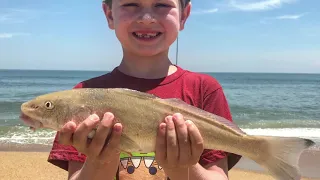 SURF FISHING FOR SEA MULLET ON THE OBX!! (With Brody!!)