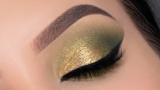 Golden Green Eye Makeup Tutorial for Brown Eyes | $3 palette 😱