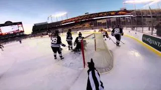 WCHA referee wears helmet camera during the Hockey CIty Classic Women's Game