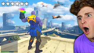 Playing As THANOS v.s 6 STAR WANTED LEVEL In GTA 5.. (Mods)