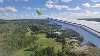 Air Baltic A220-300 landing to Tampere-Pirkkala Airport, Finland