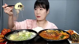 Spicy, gukbap, kimchi, Mukbang.